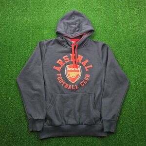 Arsenal Football Club Hoodie Sweatshirt Mens Small Navy Blue Red Pullover Soccer